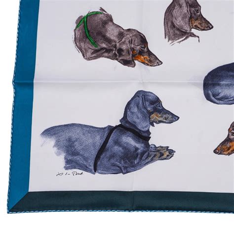 hermes les bassets scarf 70|Hermes Scarf Les Bassets Alemands 70 Blanc / Gris Bleuete.